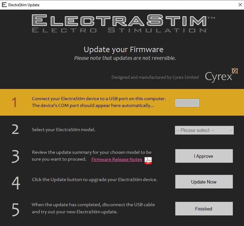 ElectraStim Stimulator Update Software- Windows ONLY-Electro Sex Stimulators electro sex - estim USA- ElectraStim